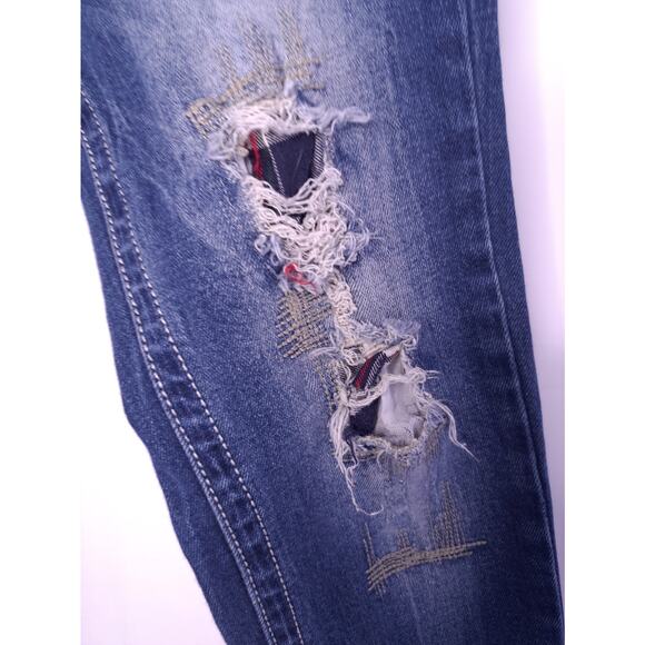 Rue 21 Premiere Jeans Womens Size 8 Preppy Grunge Y2K Distressed Patched - Picture 3 of 9